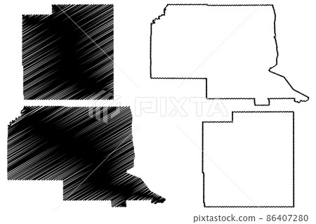 Rio Arriba and Luna County, New Mexico (U.S. county, United States of America, USA, U.S., US) map vector illustration, scribble sketch map 86407280