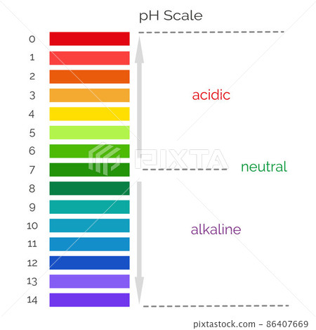 Vertical pH scale for measuring acid alkaline balance. Chemical value test. Infographics with indicator chart. Vector illustration Vertical pH scale for measuring acid alkaline balance. Chemical value test. Infographics with indicator chart. Vector illustration 86407669