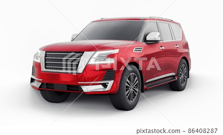 Red Premium Family SUV car isolated on white background. 3d rendering 86408287