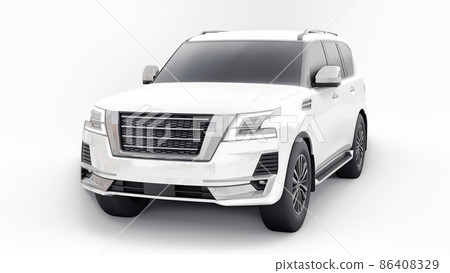 White Premium Family SUV car isolated on white background. 3d rendering 86408329