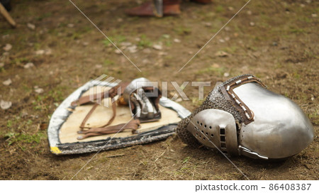 Reconstruction of a medieval jousting tournament. Reconstruction of a medieval jousting tournament. 86408387