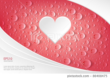 Flyer template with heart and drops on red background. Flyer template with heart and drops on red background. 86408475