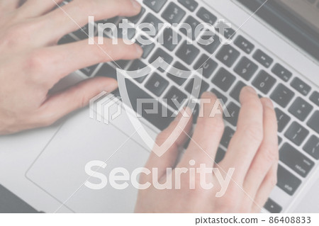 Data security. Computer Data Internet protection symbol on blured keyboard background. Business, technology, internet and networking security concept. Data security. Computer Data Internet protection symbol on blured keyboard background. Business, technology, internet and networking security concept. 86408833
