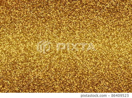 Gold glitter textures, shimmering background vector illustration. Shiny gold tinsel. Gift card, certificate, voucher, invitation, postcard, wrapper, cover. 86409523