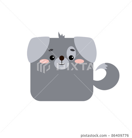 Square dog or puppy farm animal face icon isolated on white background. 86409776