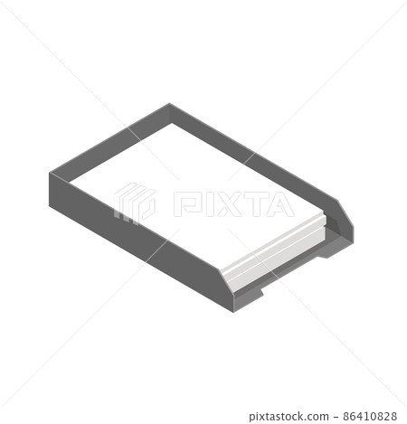 Letter Trays with blank paper. Desktop Accessories. Office stationery element. 86410828