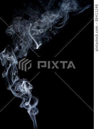 White smoke on black background. Abstract white smoke. White smoke on black background. Abstract white smoke. 86411246