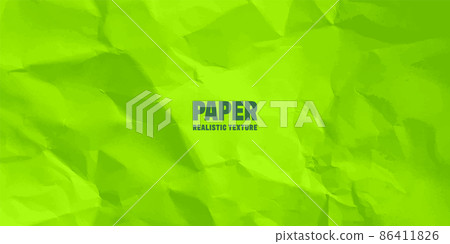 Colorful green crumpled paper texture. Rough grunge old blank. Colored background. Vector 86411826
