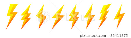 Yellow lightning bolt icons isolated on white... - Stock Illustration ...