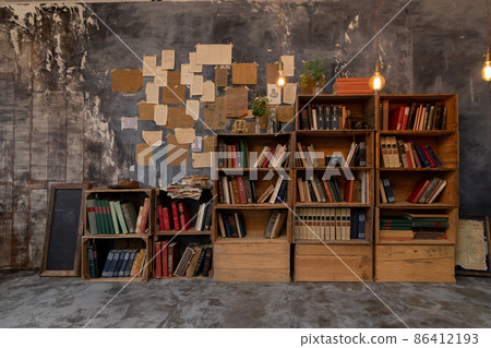 Old bookshelf Old bookshelf 86412193