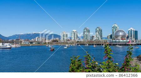 A panoramic view of downtown Vancouver along the cove in spring A panoramic view of downtown Vancouver along the cove in spring 86412366