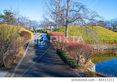 仲冬難場城公園 水堀 東屋富士見市附近的風景 仲冬難場城公園 水堀 東屋富士見市附近的風景 86413151