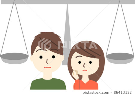 一對擔心平衡思考的夫婦 一對擔心平衡思考的夫婦 86413152