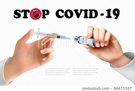 Coronavirus vaccine background. Covid-19 corona virus vaccination with syringe injection tool for covid19 immunization treatment. Stop Coranavirus concept. Vector Coronavirus vaccine background. Covid-19 corona virus vaccination with syringe injection tool for covid19 immunization treatment. Stop Coranavirus concept. Vector 86413587