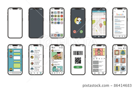 智能手機屏幕插圖集 86414683