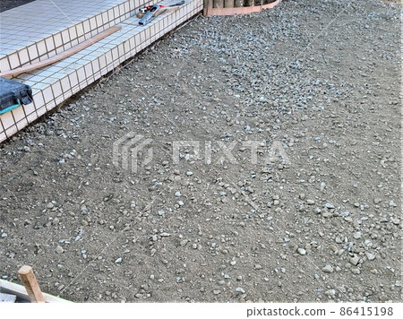 Exterior work flow (2) Ground leveling on the bottom Material background Exterior work flow (2) Ground leveling on the bottom Material background 86415198