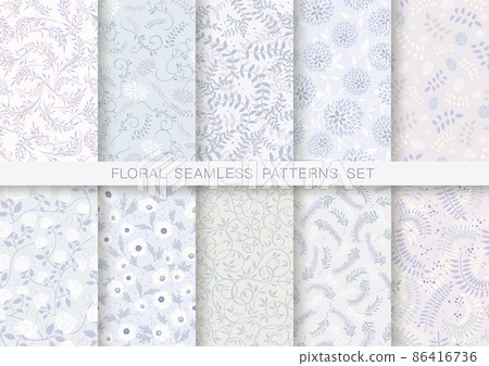 A set of seamless botanical patterns in both vertical and horizontal directions A set of seamless botanical patterns in both vertical and horizontal directions 86416736
