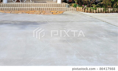 Exterior work flow (6) Tiling, surrounding leveling, finishing, material background 86417988