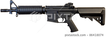 Modern automatic multiple-charge weapon on white background 86418074