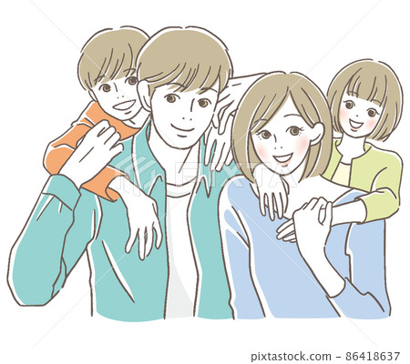 Smiling family of four people 86418637