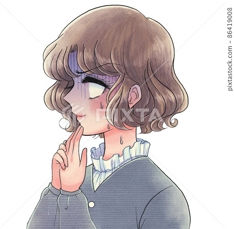 Old girl cartoon style, white-eyed, cold sweating older sister Old girl cartoon style, white-eyed, cold sweating older sister 86419008