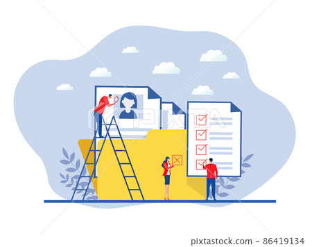 KYC or know your customer with business verifying the identity of its clients concept at the partners-to-be through a magnifying glass vector illustrator KYC or know your customer with business verifying the identity of its clients concept at the partners-to-be through a magnifying glass vector illustrator 86419134