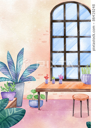 People planting hobby. Watering garden, woman gardening. Agriculture, plant in pot growth. Home garden watercolor png 86419248