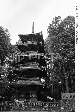 Nikko Toshogu Five-storied Pagoda Monochrome World Heritage Site [Nikko City, Tochigi Prefecture] 86419446