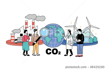 Concept illustration of an eco-friendly society with the image of decarbonization Concept illustration of an eco-friendly society with the image of decarbonization 86420280