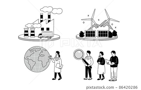 以脫碳形象為背景的環保社會概念插圖集 86420286
