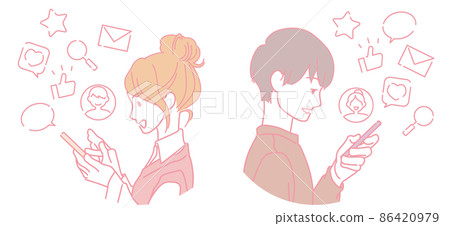 Matching app / dating Image / icon set of men and women to use --pink color Matching app / dating Image / icon set of men and women to use --pink color 86420979