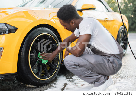 Car washing on open air. Car washing on open air. 86421315