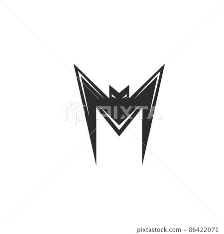 m letter bat ilustration vector icon concept design 86422071