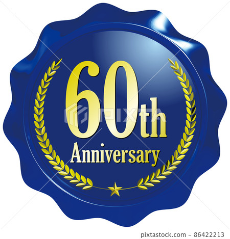 60 週年月桂密封蠟風格標誌藍色 60 週年月桂密封蠟風格標誌藍色 86422213