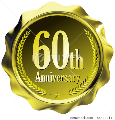 60 週年月桂密封蠟風格標誌金色 60 週年月桂密封蠟風格標誌金色 86422214