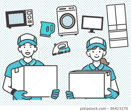 Vector illustration materials of moving companies and home appliances with cardboard / moving / new life Vector illustration materials of moving companies and home appliances with cardboard / moving / new life 86423278