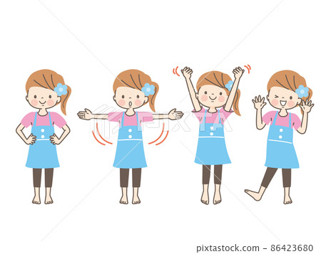 Illustration material set of a girl doing gymnastics Illustration material set of a girl doing gymnastics 86423680