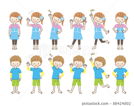 做體操的男女兒童插圖素材集 做體操的男女兒童插圖素材集 86424802