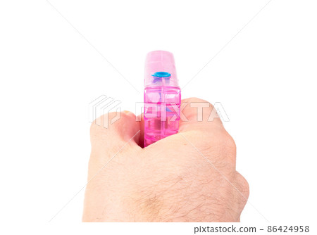 SImple pink small water pistol isolated on white SImple pink small water pistol isolated on white 86424958