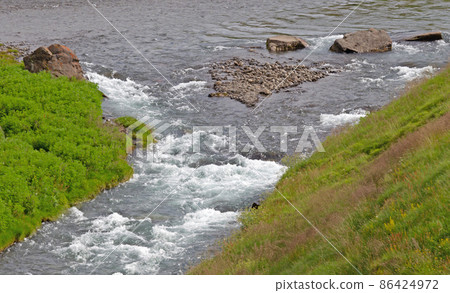 RIver on Iceland disappearing in the Ocean RIver on Iceland disappearing in the Ocean 86424972