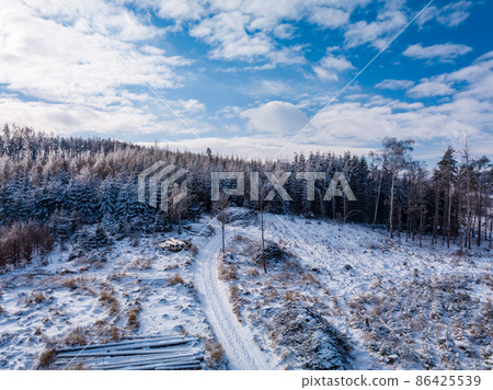 Aerial view of winter highland landscape 86425539