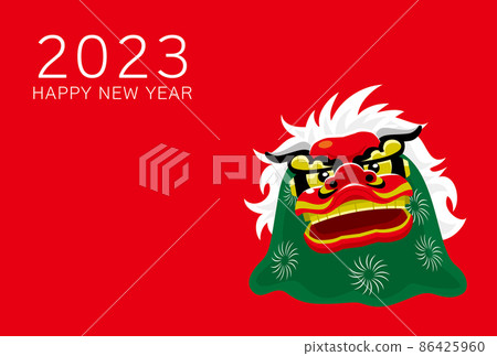 2023 New Year's card design Lion dance Rabbit year 2023 New Year's card design Lion dance Rabbit year 86425960