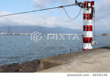 Lake Biwa and the mountains of Kosai seen from the vicinity of Lake Biwa Rowing Ground Lake Biwa and the mountains of Kosai seen from the vicinity of Lake Biwa Rowing Ground 86426148