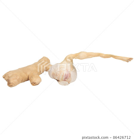 Natural Ginger root with garlic. Traditional medicine concept Natural Ginger root with garlic. Traditional medicine concept 86426712