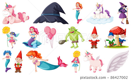 Set of fantasy fairy tale characters and elements Set of fantasy fairy tale characters and elements 86427002