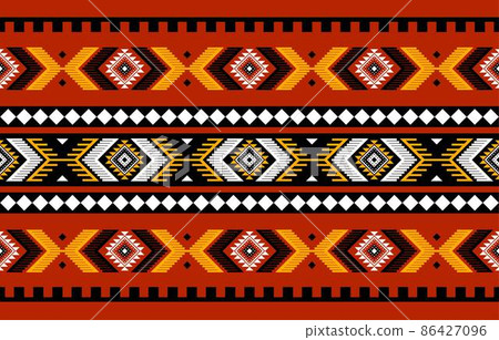 Geometric ethnic oriental seamless pattern traditional Design for background,carpet,wallpaper.clothing,wrapping,Batik fabric,Vector illustration.embroidery style - Sadu, sadou, sadow or sado 86427096