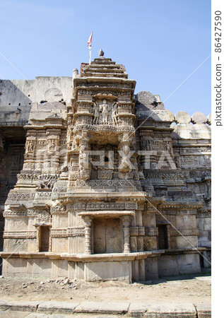 Carved Hira Bhagol, the Eastern gate named after it's architect; Hiradhar, located in Dabhoi, Gujarat, India 86427590