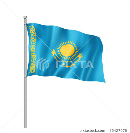 Kazakhstan flag isolated on white 86427976