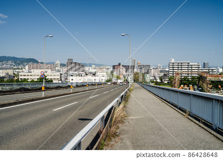 從兵庫縣西宮市西宮大橋看西宮市的風景 從兵庫縣西宮市西宮大橋看西宮市的風景 86428648