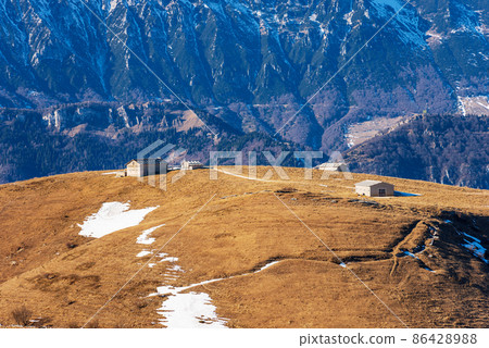 Dairy Farms on Lessinia High Plateau in Winter - Veneto Italy Alps 86428988